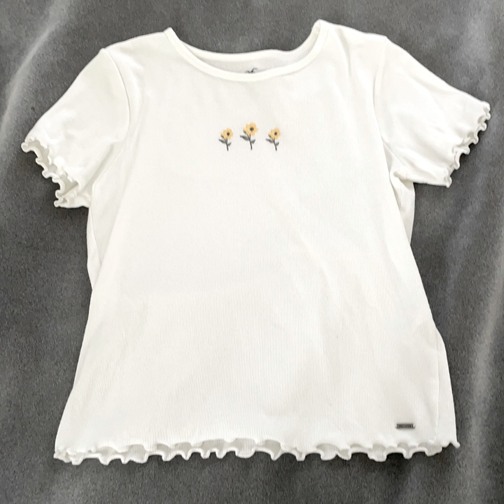 hollister waffle graphic baby tee